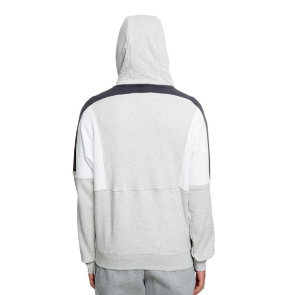 Men’s Nike NSW Grey Black & White Colorblock Half Zip Hooded Sweatshirt Athletic - Picture 3 of 11